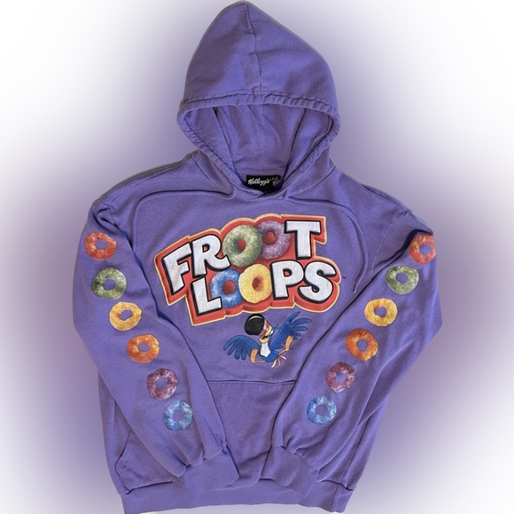 🍭Hoodie Kellogg’s Froot Loops Toucan | Purple | Unisex Small - Picture 8 of 10